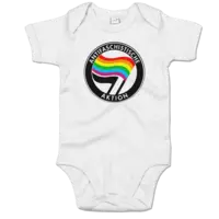 Motiv: Baby Body Organic - Regenbogen Antifaschistische Aktion - bestimme auf Wunsch Details wie Produkt, Grösse, Farbe und Position selbst ! Motiv: Baby Body Organic - Regenbogen Antifaschistische Aktion