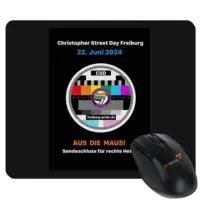 Motiv: Mousepad Textil - Aus die Maus - Sendeschluss für rechte Hetze (Motto 2024) - bestimme auf Wunsch Details wie Produkt, Grösse, Farbe und Position selbst ! Motiv: Mousepad Textil - Aus die Maus - Sendeschluss für rechte Hetze (Motto 2024)