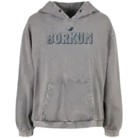Motiv: Ladies Acid Washed Oversize Hoodie - Schriftzug Borkum - bestimme auf Wunsch Details wie Produkt, Grösse, Farbe und Position selbst ! Motiv: Ladies Acid Washed Oversize Hoodie - Schriftzug Borkum
