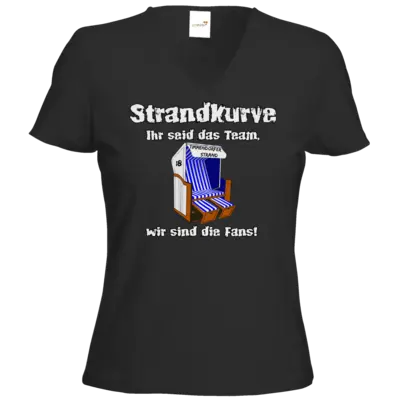 Motiv: T-Shirts Damen V-Neck FAIR WEAR - Strandkurve Strandkorb 