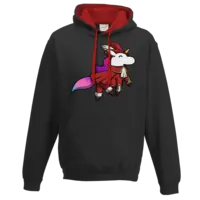 Motiv: Two-Tone Hoodie - Rotmagier Hörnchen - bestimme auf Wunsch Details wie Produkt, Grösse, Farbe und Position selbst ! Motiv: Two-Tone Hoodie - Rotmagier Hörnchen