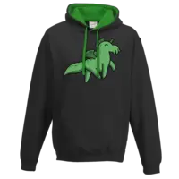 Motiv: Two-Tone Hoodie - Cthulhu Hörnchen - bestimme auf Wunsch Details wie Produkt, Grösse, Farbe und Position selbst ! Motiv: Two-Tone Hoodie - Cthulhu Hörnchen