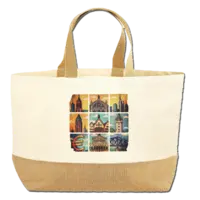 Motiv: Jute Base Canvas Bag XL - Frankfurt my love - bestimme auf Wunsch Details wie Produkt, Grösse, Farbe und Position selbst ! Motiv: Jute Base Canvas Bag XL - Frankfurt my love