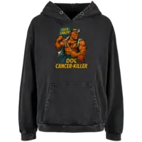 Motiv: Ladies Acid Washed Oversize Hoodie - Doc Cancer-Killer - bestimme auf Wunsch Details wie Produkt, Grösse, Farbe und Position selbst ! Motiv: Ladies Acid Washed Oversize Hoodie - Doc Cancer-Killer