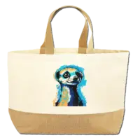 Motiv: Jute Base Canvas Bag XL - Erdmännchen Pop-Art 