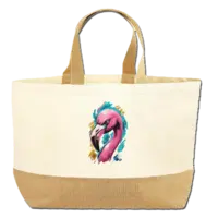 Motiv: Jute Base Canvas Bag XL - Flamingo Pop-Art 