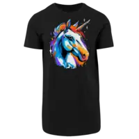Motiv: Shaped Long Tee - Einhorn Pop-Art 