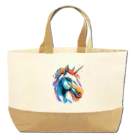 Motiv: Jute Base Canvas Bag XL - Einhorn Pop-Art 