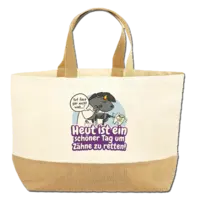 Motiv: Jute Base Canvas Bag XL - Grummeleinhorn - Beruf - Zahnarzt 