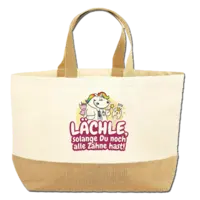 Motiv: Jute Base Canvas Bag XL - Pummelfee - Beruf - Zahnärztin 