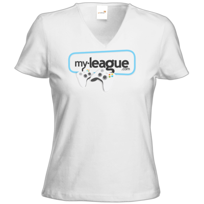 Motiv: T-Shirt Damen V-Neck Classic - My League Logo - bestimme auf Wunsch Details wie Produkt, Grösse, Farbe und Position selbst ! Motiv: T-Shirt Damen V-Neck Classic - My League Logo