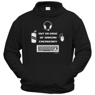 Motiv: Hoodie Classic - Gaming Emergency - bestimme auf Wunsch Details wie Produkt, Grösse, Farbe und Position selbst ! Motiv: Hoodie Classic - Gaming Emergency