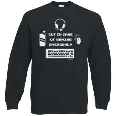 Motiv: Sweatshirt Set In - Gaming Emergency - bestimme auf Wunsch Details wie Produkt, Grösse, Farbe und Position selbst ! Motiv: Sweatshirt Set In - Gaming Emergency