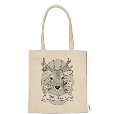 Motiv: Baumwolltasche - Oh Deer - bestimme auf Wunsch Details wie Produkt, Grösse, Farbe und Position selbst ! Motiv: Baumwolltasche - Oh Deer