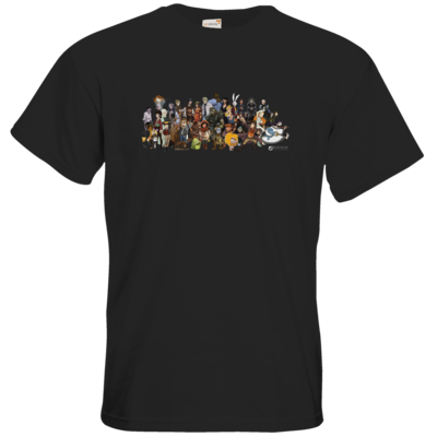 Motiv: T-Shirt Premium FAIR WEAR - Daedalic Allstars - Collage - bestimme auf Wunsch Details wie Produkt, Grösse, Farbe und Position selbst ! Motiv: T-Shirt Premium FAIR WEAR - Daedalic Allstars - Collage