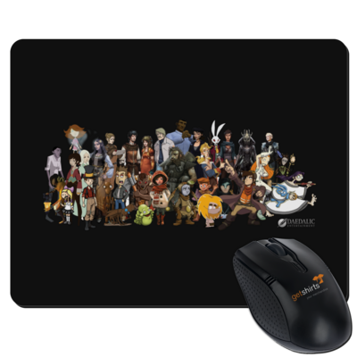 Motiv: Mousepad Textil - Daedalic Allstars - Collage - bestimme auf Wunsch Details wie Produkt, Grösse, Farbe und Position selbst ! Motiv: Mousepad Textil - Daedalic Allstars - Collage