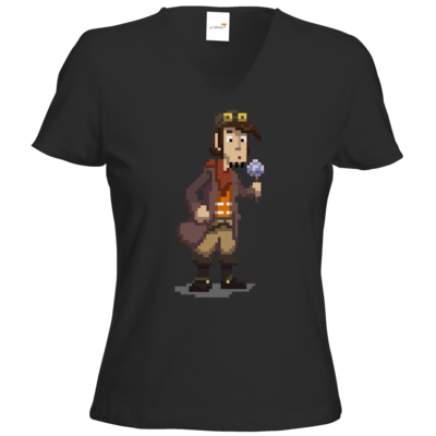 Motiv: T-Shirt Damen V-Neck Classic - Deponia - Pixelrufus - bestimme auf Wunsch Details wie Produkt, Grösse, Farbe und Position selbst ! Motiv: T-Shirt Damen V-Neck Classic - Deponia - Pixelrufus