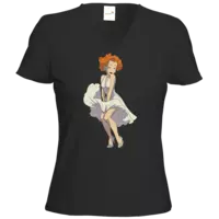 Motiv: T-Shirt Damen V-Neck Classic - Deponia - Marilyn Monroe Goal - bestimme auf Wunsch Details wie Produkt, Grösse, Farbe und Position selbst ! Motiv: T-Shirt Damen V-Neck Classic - Deponia - Marilyn Monroe Goal