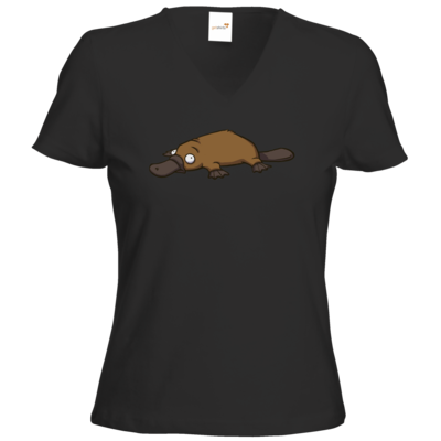 Motiv: T-Shirt Damen V-Neck Classic - Deponia - Erdschnabeltier - bestimme auf Wunsch Details wie Produkt, Grösse, Farbe und Position selbst ! Motiv: T-Shirt Damen V-Neck Classic - Deponia - Erdschnabeltier