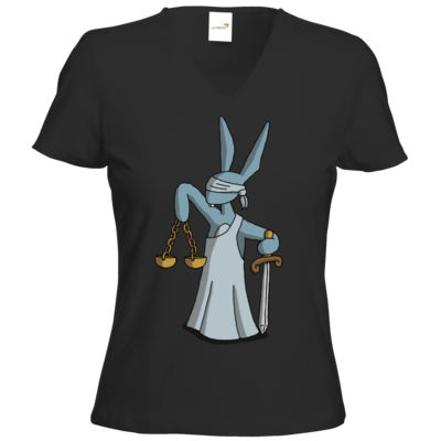 Motiv: T-Shirt Damen V-Neck Classic - Harveys neue Augen - Justitia - bestimme auf Wunsch Details wie Produkt, Grösse, Farbe und Position selbst ! Motiv: T-Shirt Damen V-Neck Classic - Harveys neue Augen - Justitia