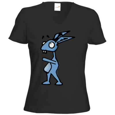 Motiv: T-Shirt Damen V-Neck Classic - Edna bricht aus - Harvey guckt nach oben - bestimme auf Wunsch Details wie Produkt, Grösse, Farbe und Position selbst ! Motiv: T-Shirt Damen V-Neck Classic - Edna bricht aus - Harvey guckt nach oben