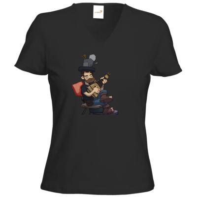 Motiv: T-Shirt Damen V-Neck Classic - Deponia - Poki - bestimme auf Wunsch Details wie Produkt, Grösse, Farbe und Position selbst ! Motiv: T-Shirt Damen V-Neck Classic - Deponia - Poki