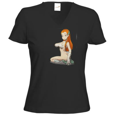 Motiv: T-Shirt Damen V-Neck Classic - Deponia - Goal - bestimme auf Wunsch Details wie Produkt, Grösse, Farbe und Position selbst ! Motiv: T-Shirt Damen V-Neck Classic - Deponia - Goal
