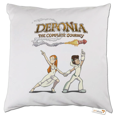 Motiv: Kissen - Deponia - Disco Pose - bestimme auf Wunsch Details wie Produkt, Grösse, Farbe und Position selbst ! Motiv: Kissen - Deponia - Disco Pose