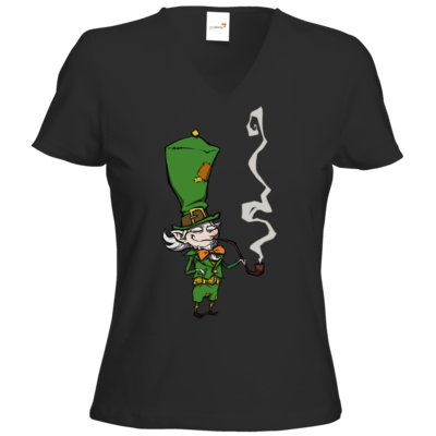 Motiv: T-Shirt Damen V-Neck Classic - The Night of the Rabbit - Leprechaun - bestimme auf Wunsch Details wie Produkt, Grösse, Farbe und Position selbst ! Motiv: T-Shirt Damen V-Neck Classic - The Night of the Rabbit - Leprechaun