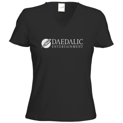 Motiv: T-Shirt Damen V-Neck Classic - Daedalic Logo - bestimme auf Wunsch Details wie Produkt, Grösse, Farbe und Position selbst ! Motiv: T-Shirt Damen V-Neck Classic - Daedalic Logo