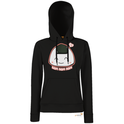 Motiv: Hoodie Damen Classic - NOM NOM NOM rosa - bestimme auf Wunsch Details wie Produkt, Grösse, Farbe und Position selbst ! Motiv: Hoodie Damen Classic - NOM NOM NOM rosa