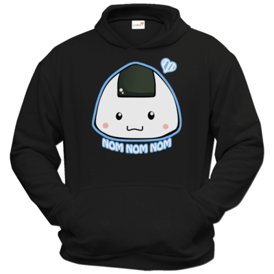 Motiv: Hoodie Classic - NOM NOM NOM blau - bestimme auf Wunsch Details wie Produkt, Grösse, Farbe und Position selbst ! Motiv: Hoodie Classic - NOM NOM NOM blau