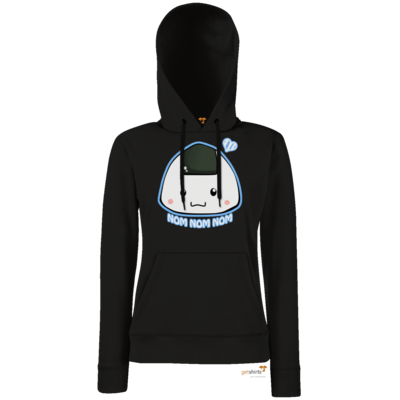 Motiv: Hoodie Damen Classic - NOM NOM NOM blau - bestimme auf Wunsch Details wie Produkt, Grösse, Farbe und Position selbst ! Motiv: Hoodie Damen Classic - NOM NOM NOM blau
