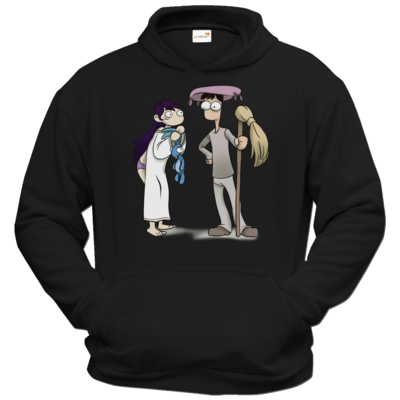 Motiv: Hoodie Classic - Edna bricht aus - Edna und Droggelbecher - bestimme auf Wunsch Details wie Produkt, Grösse, Farbe und Position selbst ! Motiv: Hoodie Classic - Edna bricht aus - Edna und Droggelbecher