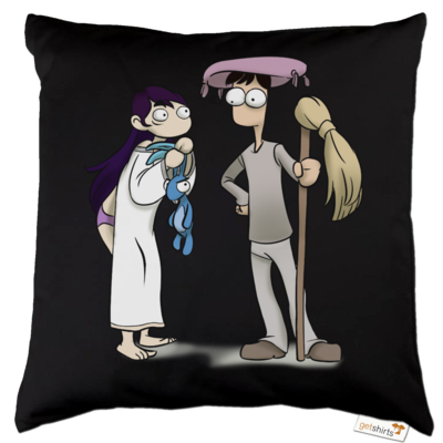 Motiv: Kissen Baumwolle - Edna bricht aus - Edna und Droggelbecher - bestimme auf Wunsch Details wie Produkt, Grösse, Farbe und Position selbst ! Motiv: Kissen Baumwolle - Edna bricht aus - Edna und Droggelbecher