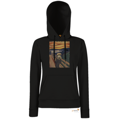 Motiv: Hoodie Damen Classic - Hommage - Der Schrei - bestimme auf Wunsch Details wie Produkt, Grösse, Farbe und Position selbst ! Motiv: Hoodie Damen Classic - Hommage - Der Schrei