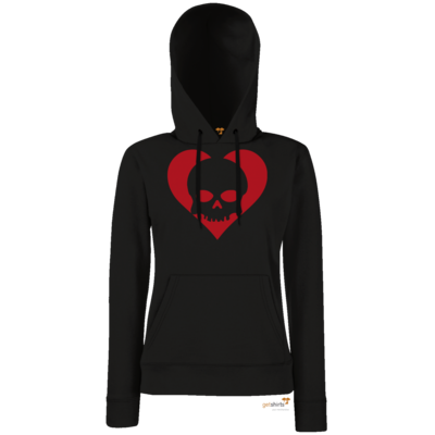 Motiv: Hoodie Damen Classic - Piratenherz - bestimme auf Wunsch Details wie Produkt, Grösse, Farbe und Position selbst ! Motiv: Hoodie Damen Classic - Piratenherz