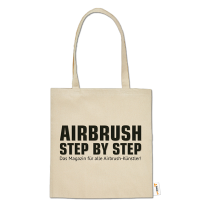 Motiv: Baumwolltasche - Airbrush Step BY Step Slogan - bestimme auf Wunsch Details wie Produkt, Grösse, Farbe und Position selbst ! Motiv: Baumwolltasche - Airbrush Step BY Step Slogan