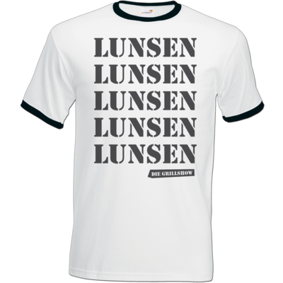 Motiv: T-Shirt Ringer - Grillshow Lunsen - bestimme auf Wunsch Details wie Produkt, Grösse, Farbe und Position selbst ! Motiv: T-Shirt Ringer - Grillshow Lunsen