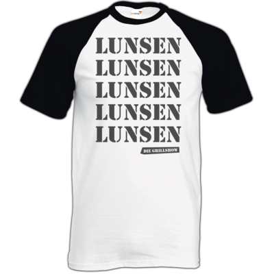 Motiv: TShirt Baseball - Grillshow Lunsen - bestimme auf Wunsch Details wie Produkt, Grösse, Farbe und Position selbst ! Motiv: TShirt Baseball - Grillshow Lunsen