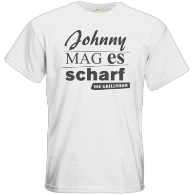 Motiv: T-Shirt Premium FAIR WEAR - Grillshow Johnny mag es scharf - bestimme auf Wunsch Details wie Produkt, Grösse, Farbe und Position selbst ! Motiv: T-Shirt Premium FAIR WEAR - Grillshow Johnny mag es scharf