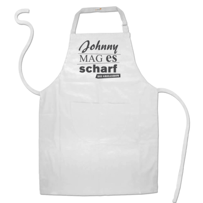 Motiv: Schürze - Grillshow Johnny mag es scharf - bestimme auf Wunsch Details wie Produkt, Grösse, Farbe und Position selbst ! Motiv: Schürze - Grillshow Johnny mag es scharf