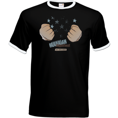 Motiv: T-Shirt Ringer - Grillshow Doppelfaust - bestimme auf Wunsch Details wie Produkt, Grösse, Farbe und Position selbst ! Motiv: T-Shirt Ringer - Grillshow Doppelfaust