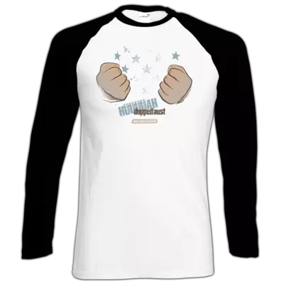 Motiv: Longsleeve Baseball T - Grillshow Doppelfaust - bestimme auf Wunsch Details wie Produkt, Grösse, Farbe und Position selbst ! Motiv: Longsleeve Baseball T - Grillshow Doppelfaust