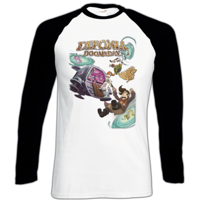 Motiv: Longsleeve Baseball T - Deponia Doomsday - Artwork - bestimme auf Wunsch Details wie Produkt, Grösse, Farbe und Position selbst ! Motiv: Longsleeve Baseball T - Deponia Doomsday - Artwork