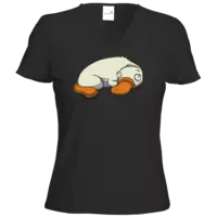 Motiv: T-Shirt Damen V-Neck Classic - Deponia Albinotypus - bestimme auf Wunsch Details wie Produkt, Grösse, Farbe und Position selbst ! Motiv: T-Shirt Damen V-Neck Classic - Deponia Albinotypus