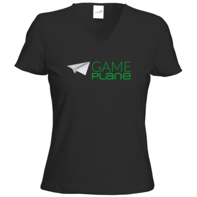 Motiv: T-Shirt Damen V-Neck Classic - Gameplane Logo gruen - bestimme auf Wunsch Details wie Produkt, Grösse, Farbe und Position selbst ! Motiv: T-Shirt Damen V-Neck Classic - Gameplane Logo gruen