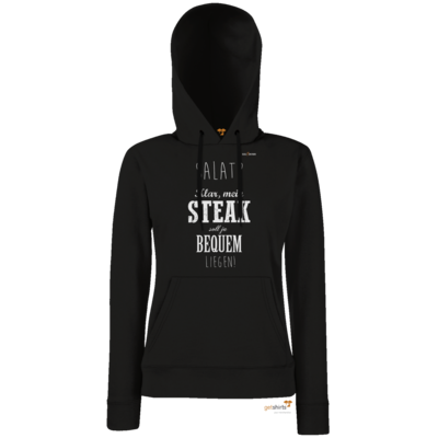 Motiv: Hoodie Damen Classic - SizzleBrothers - Grillen - Salat Steak bequem - bestimme auf Wunsch Details wie Produkt, Grösse, Farbe und Position selbst ! Motiv: Hoodie Damen Classic - SizzleBrothers - Grillen - Salat Steak bequem