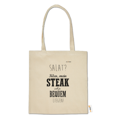Motiv: Baumwolltasche - SizzleBrothers - Grillen - Salat Steak bequem - bestimme auf Wunsch Details wie Produkt, Grösse, Farbe und Position selbst ! Motiv: Baumwolltasche - SizzleBrothers - Grillen - Salat Steak bequem