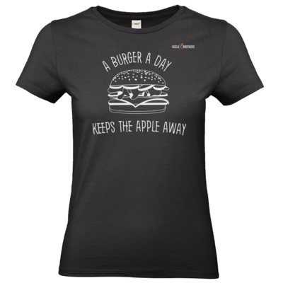 Motiv: T-Shirt Damen Premium FAIR WEAR - SizzleBrothers - Grillen - Burger Apple - bestimme auf Wunsch Details wie Produkt, Grösse, Farbe und Position selbst ! Motiv: T-Shirt Damen Premium FAIR WEAR - SizzleBrothers - Grillen - Burger Apple